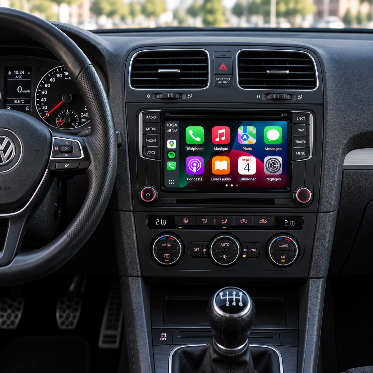 Écran CarPlay Volkswagen Golf 5/6, Caddy, Passat, Polo, Jetta, Eos - Sans Fil - Android Auto