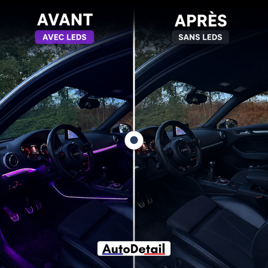 Photo intérieur Audi A3 avec et sans led d'ambiance
